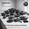 Batería de cocina Arshia de 25 piezas en aluminio fundido